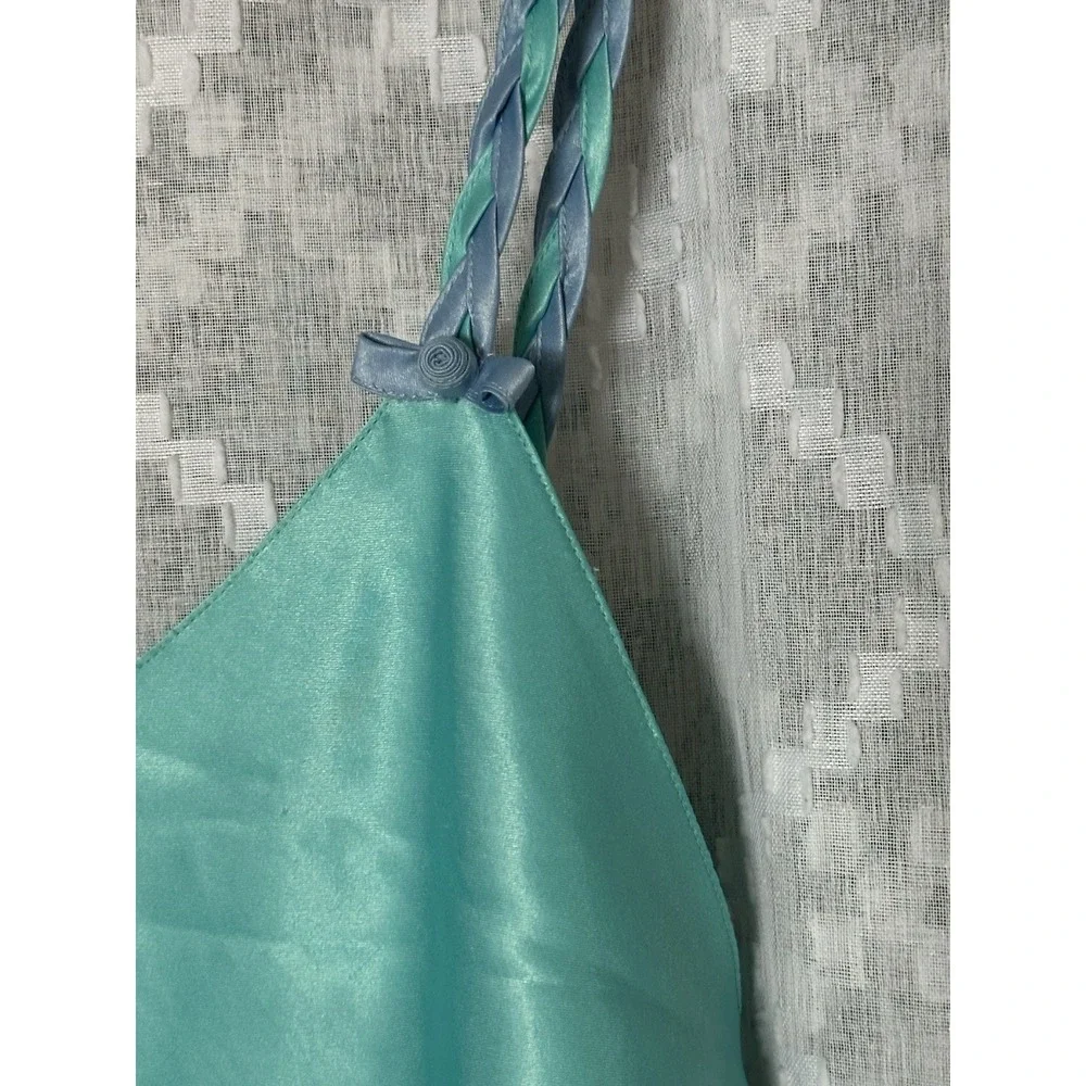 Morgan Taylor Satin Chemise Slip Blue Y2K Coquette Lingerie Nightgown‎ M